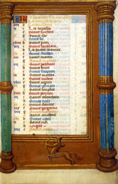 Stjernetegn Skytten og november måneds helgener - miniature middelalder (ref.: 135, 006r): anmodning om tilladelse fra Toulouses kommunale bibliotek (tlf.: 05 62 27 66 66) af Unknown artist