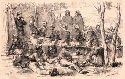 Zouave-gruppen hviler sig i Chalons-lejren af Unknown