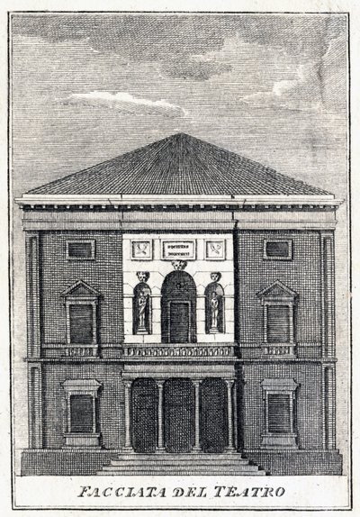 facaden på Fenice-teatret i Venedig i midten af det 19. århundrede. af Unknown artist