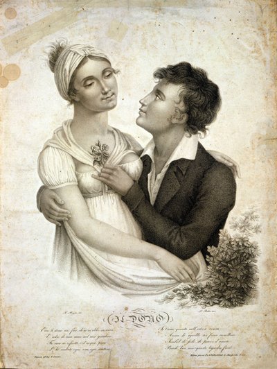 genrescene, der repræsenterer et par af Unknown artist