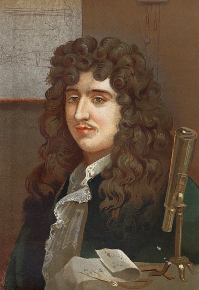 portræt af Christiaan Huygens. Hollandsk fysiker og matematiker (1629 til 1695) efter "" Science and its Men"" af Louis Figuier. Barcelona 1881 af Unknown artist