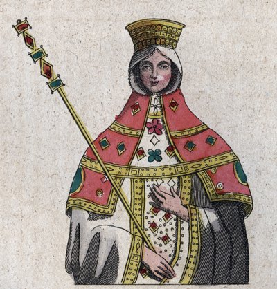 portræt af Eudokia (eller Eudocia) Ingerina (Eudocia Ingerina) (ca. 840 - ca. 882) hustru til den byzantinske kejser Basil I - indgravering fra "" Anvendelser og skikke for alle mennesker i universet. Det er historien om regeringen, lovene, militsen, relig af Unknown artist