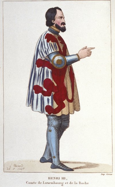 portræt af Henrik III, greve af Luxembourg (1247 - 1284). Gravering af 1830. af Unknown artist