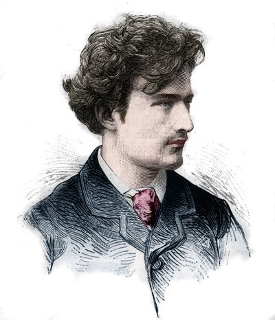 portræt af Ignacy (Ignace) Paderewski (1860-1941), pianist, komponist, politiker og polsk diplomat. Gravering af 1889. af Unknown artist