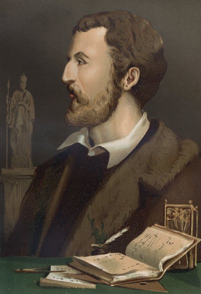portræt af Jerome Cardan på italiensk Gerolamo Cardano (Cardanus Hieronymus) Medecin, matematiker, filosof og italiensk astrolog (Pavia af Unknown artist