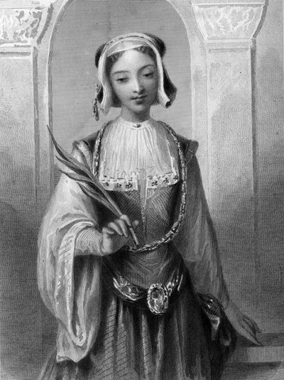 portræt af Saint Justine, jomfru og martyrium i Antiokia. af Unknown artist