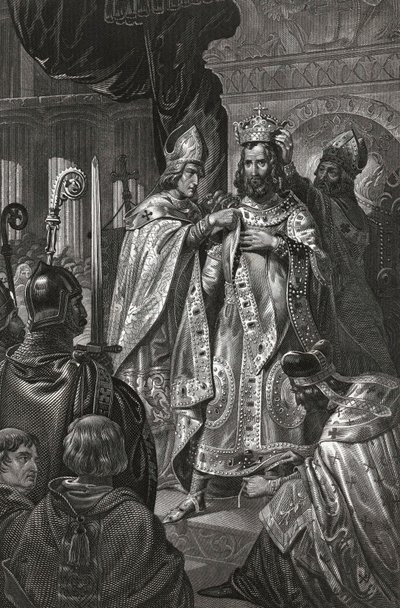 hellige af Baudouin af Boulogne sagde Baudouin I (v. 1065-1118), konge af Jerusalem - Kroningen af ​​Baldwin I juledag 1100 af Anonymous af Unknown artist