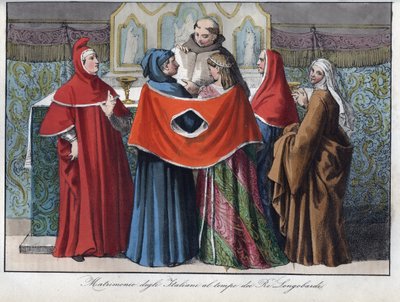 italienernes ægteskab på de langobardiske kongers tid (568-774) - af Unknown artist