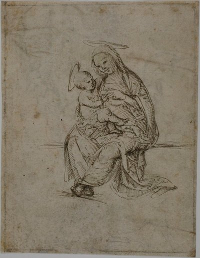 Jomfru og barn (recto); Putti (verso) af Unknown Florentine