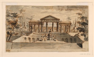 Scenedesign: Åbent tempel i en have af Unknown, Italian