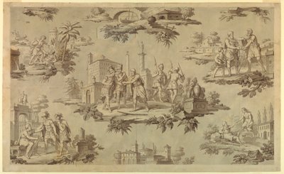 Tegning, tegneserie til bomuldstryk: Belisaires liv [La Vie de Bélisaire], ca. 1820 af Unknown artistUnknown artist