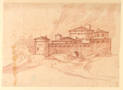 Tegning, Slot i bjergene, 1810-1830 af Unknown artistUnknown artist