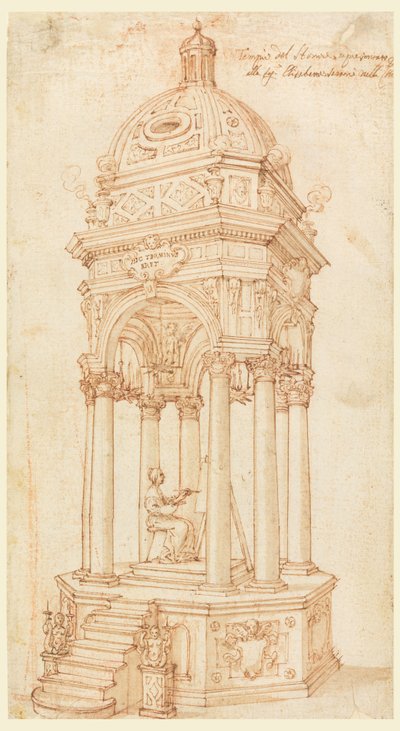 Tegning, katafalk af den bolgonesiske kunstner Elisabetta Sirani (1638-1665), 1665 af Unknown artistUnknown artist