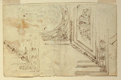 Tegning, loftsdekorationer, 1810-1820 af Unknown artistUnknown artist