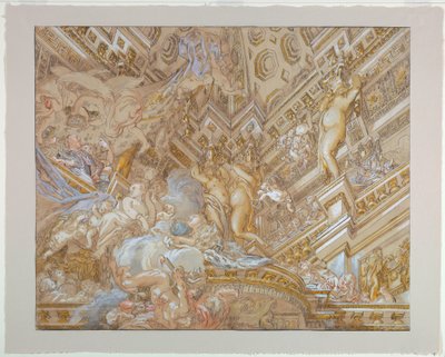 Tegning, loftsdesign, ca. 1727 af Unknown artistUnknown artist