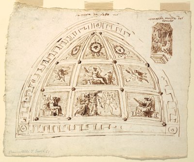 Tegning, loftsdekoration, soveværelse, Cornelia-værelset i Palazzo Cavina, Faenza, 1816 af Unknown artistUnknown artist