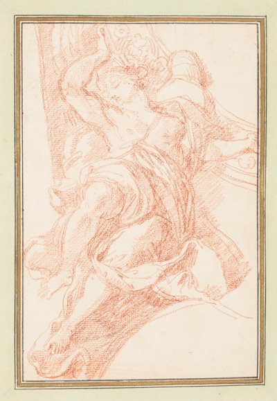 Tegning, loftsdetalje af figur og dekorativt motiv, ca. 1759-70 af Unknown artistUnknown artist
