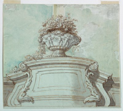 Tegning, centralt panel til et loft, 1750-1800 af Unknown artistUnknown artist