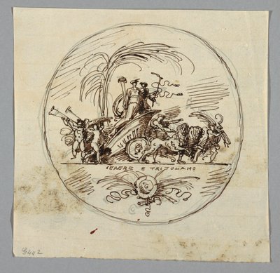 Tegning, Ceres og Triptolemus, 1800-1820 af Unknown artistUnknown artist