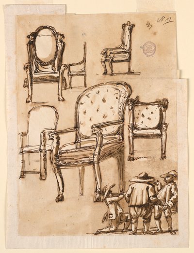 Tegning, Stole, 1780-1790 af Unknown artistUnknown artist