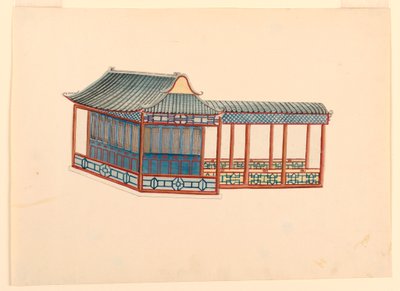Tegning, Chinoiserie-pavillon, 1815-22 af Unknown artistUnknown artist