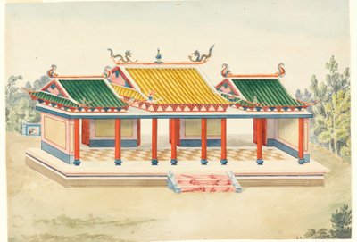 Tegning, Chinoiserie-pavillon, 1815-22 af Unknown artistUnknown artist