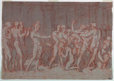 Tegning, Kristus og den utro kvinde, ca. 1800 af Unknown artistUnknown artist