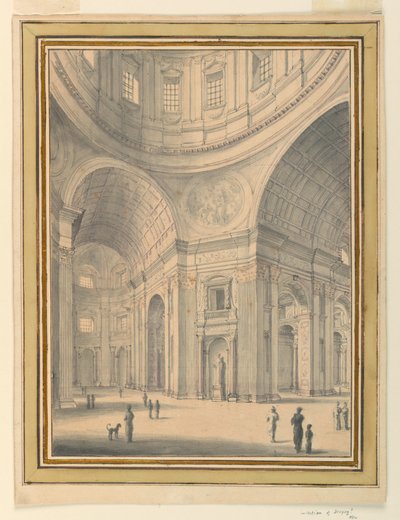 Tegning, kirkeinteriør, ca. 1770 af Unknown artistUnknown artist
