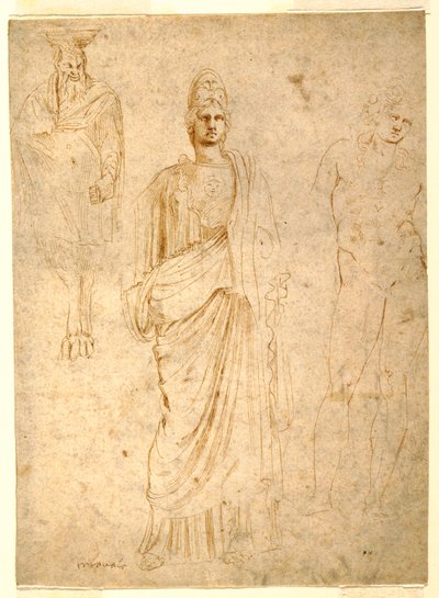 Tegning, Klassiske figurer, ca. 1550 af Unknown artistUnknown artist