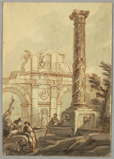 Tegning, Klassiske ruiner, ca. 1750 af Unknown artistUnknown artist