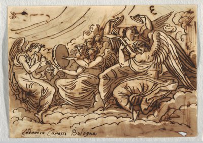 Tegning, Koncert med engle, 1813-18 af Unknown artistUnknown artist