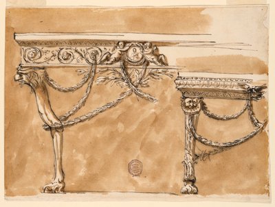 Tegning, Konsolborde, ca. 1790 af Unknown artistUnknown artist