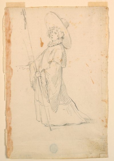 Tegning, kostumedesign: En pige i fantastisk dragt til en ballet, ca. 1720 af Unknown artistUnknown artist