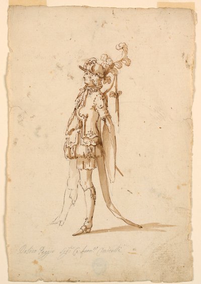 Tegning, kostumedesign: En side til en ballet, ca. 1720 af Unknown artistUnknown artist