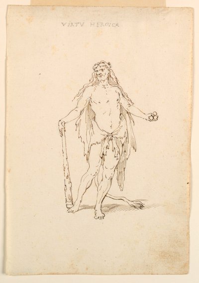 Tegning, kostumedesign: Heroisk kraft til en ballet, ca. 1720 af Unknown artistUnknown artist