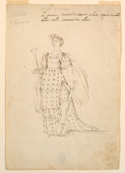 Tegning, kostumedesign: Poesi til en ballet, ca. 1720 af Unknown artistUnknown artist