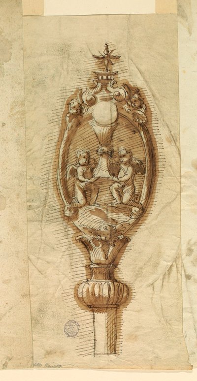 Tegning, krans af en processionsstav, 1600-1650 af Unknown artistUnknown artist