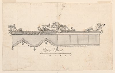 Tegning, Kransning af en baldakin (V: figurskitser), ca. 1750-75 af Unknown artistUnknown artist