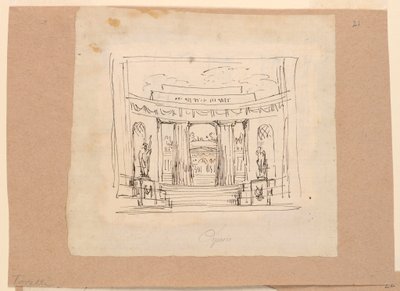 Tegning, gardindesign, buet port Antik arkitektur, begyndelsen af det 19. århundrede af Unknown artistUnknown artist