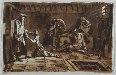 Tegning, Grev Ugolinos og hans sønners død, 1815-1823 af Unknown artistUnknown artist