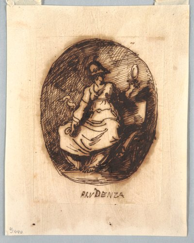 Tegning, Dekorativt projekt med Prudence i oval, ca. 1780 af Unknown artistUnknown artist