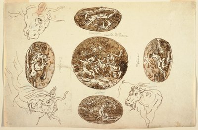 Tegning, Jupiters gerninger, til et loft, 1812 af Unknown artistUnknown artist