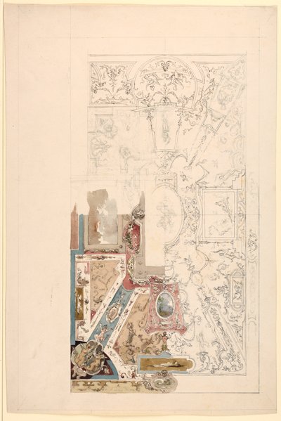 Tegning, Design til et loft, 1750-1800 af Unknown artistUnknown artist