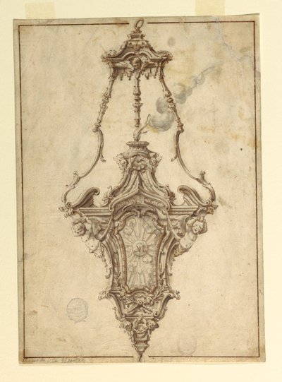Tegning, design til et røgelseskar, 1725-1750 af Unknown artistUnknown artist