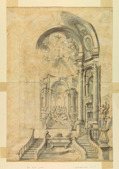 Tegning, Design til en kirkefestival, ca. 1700 af Unknown artistUnknown artist