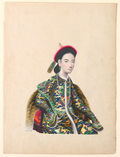 Miniature, portræt af siddende dame, ca. 1820-60 af Unknown artistUnknown artist