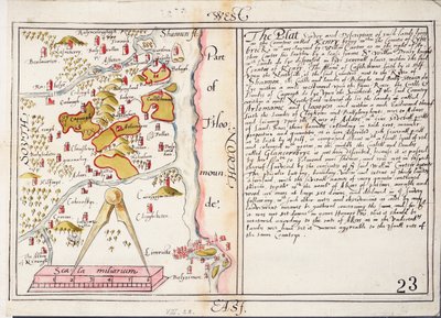 Kort fra det 16. århundrede over county Limerick, Irland, ca. 1588 (papir, linned) af Unknown artist