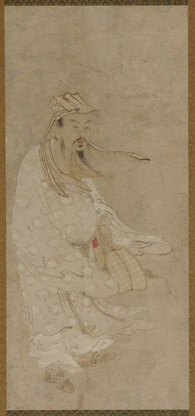 En kinesisk mand, der står i en kraftig vind af Unknown artist