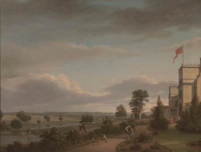 Et landsted i et flodlandskab, tidligere identificeret som Oatlands af Unknown artist