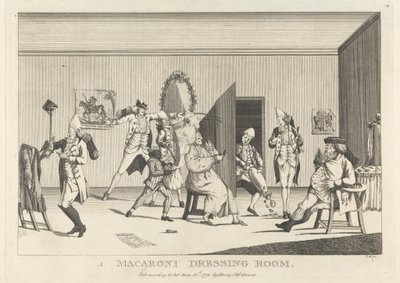 Et makaroni-omklædningsrum af Unknown artist